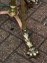 Art Noveau Brass & Copper Height Adjustable Electric Converted Oil Lamp- Superb
