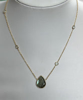 18k Gold Vermeil Plated On 925 Silver Labradorite Teardrop Tourmaline Necklace