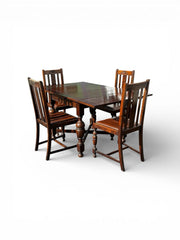 1920's Extending Oak Draw Leaf Table & 4 Chairs