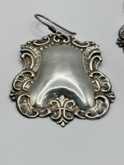 Art Nouveau Sterling Silver Drop Statement Earrings