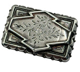 Antique Victorian Sterling Silver Flower Engraved Brooch