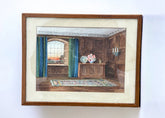 Architectural Watercolour Of A Grand Hall, Signed, M Bateman & Dated.