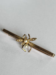 Antique Victorian 12ct Gold Bug Seed Pearl Bar Brooch