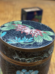 Antique Cloisonné Tobacco Jar And 2 Matchbox Cases