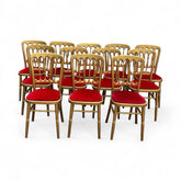 12 Cafe / Events Louis Style Gold Gilt Wooden And Upholstered Dining Chairs