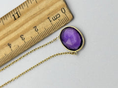 18k Gold Vermeil Plated On 925 Silver Amethyst Necklace