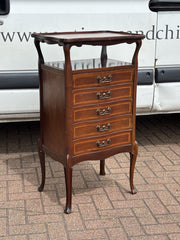 Art Noveau Inlaid Mahogany Set Of Drawers, Tulip Handles.