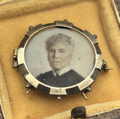 Antique Sterling Silver Gilt Miniature Frame Brooch