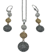 18ct Gold & Rhodium Plated Drop Necklace Earring Set Made With Swarovski Crystal