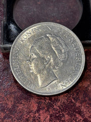 1938 NETHERLANDS Kingdom QUEEN WILHELMINA Silver 2 1/2 G