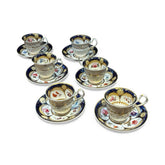 6 Antique Rare Machin Highly Decorated Gilt Painted Cup & Saucers