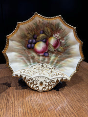 Aynsley Gold Orchard Fruit Pair Of Serving Dishes. One Signed D Jones