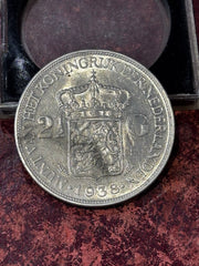 1938 NETHERLANDS Kingdom QUEEN WILHELMINA Silver 2 1/2 G