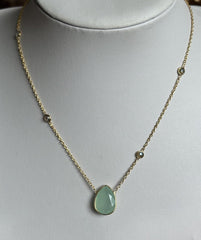 18k Gold Vermeil Plated On 925 Silver Chalcedony And Labradorite Necklace