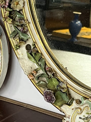 Antique Meissen German Porcelain Wall Mirror .