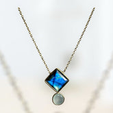 18k Gold Vermeil Plated 925 Silver Rainbow Labradorite Tourmaline Necklace
