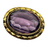 Antique Victorian Faceted Amethyst Pinchbeck Gold Plated Brooch