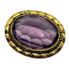 Antique Victorian Faceted Amethyst Pinchbeck Gold Plated Brooch
