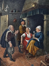 19th Century English Tavern Or Inn Scene. Oil On Canvas In Gold Gilt Frame.