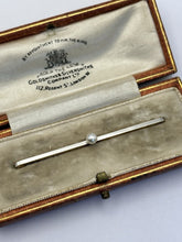 Antique Victorian Edwardian 18ct Gold Platinum Pearl Bar Brooch Original Box