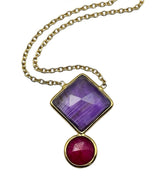 18k Gold Vermeil Plated On 925 Silver Amethyst And Ruby Necklace