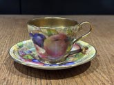 Aynsley Gold Orchard Fruit Cup & Saucer Signed D Jones Bone China