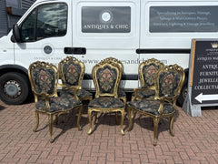 6 French Louis Style Gold Gilt Wooden And Upholstered Armchairs.