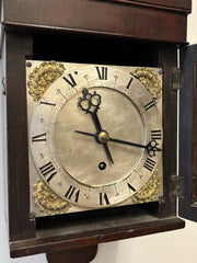 18th Century Mahogany Hooded Wall Clock, 6.5 Inch Dial.