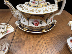 Antique Machin Highly Decorated Gilt Painted Tea Pot & Stand, Sugar & Milk Jug