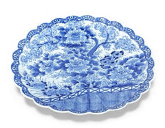 Antique Japanese Imari Blue And White Hand Painted Charger Plate