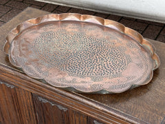 Arts & Crafts Decorated Copper Tray. Large In Size.