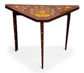 18thC Dutch Marquetry Games Table With Fold Over Lid & Baized Playing Area