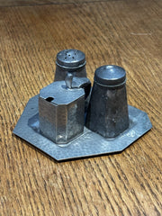 Arts & Crafts Hand Hammered Pewter Cruet Set,