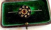 Antique Victorian 14ct Gold Onyx Old Cut Diamond Garnet Enamel Brooch
