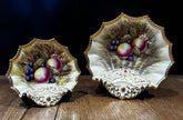 Aynsley Gold Orchard Fruit Pair Of Serving Dishes. One Signed D Jones
