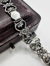 Antique Sterling Silver Fancy Link Flowers Bracelet