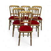 6 Cafe / Events Louis Style Gold Gilt Wooden And Upholstered Dining Chairs