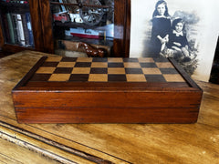 Antique Mahogany Chess & Backgammon