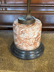 Art Deco Style Bronze & Marble Hula Hoop Figure, Impressive. 49 Cms Tall.