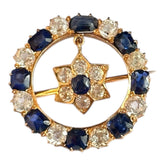 Antique Victorian 20ct Gold White And Blue Sapphire En Tremblant Flower Brooch