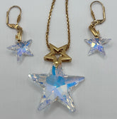18ct Gold Plated Statement Aurora Borealis Star Necklace And Earring Set
