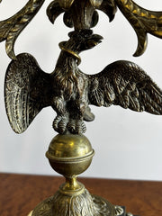19th Century Gilt Bronze And Gold Gilt Candelabra, Decorated With Birds