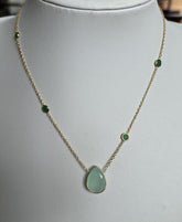18k Gold Vermeil Plated On 925 Silver Natural Tourmaline And Emerald Necklace