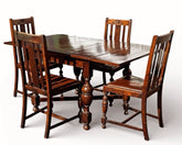 1920's Extending Oak Draw Leaf Table & 4 Chairs
