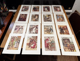 16 Antique Coloured Prints Of Charles Dickens Characters