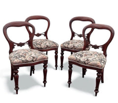 Balloon Back Set Of 4 Mahogany Dining Chairs.
