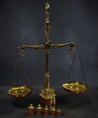 Apothecary Brass Scales , Decorated With Fishes. Good Quality. Large In Size