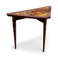18thC Dutch Marquetry Games Table With Fold Over Lid & Baized Playing Area