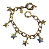 18ct Gold Plated Stars Charm Bracelet Made With Swarovski Crystal