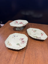 Antique Botanical Centre Piece And 2 Serving Dishes